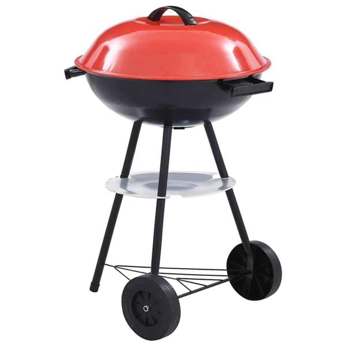 vidaXL portabel kolgrill med lock och hjul, 44 cm