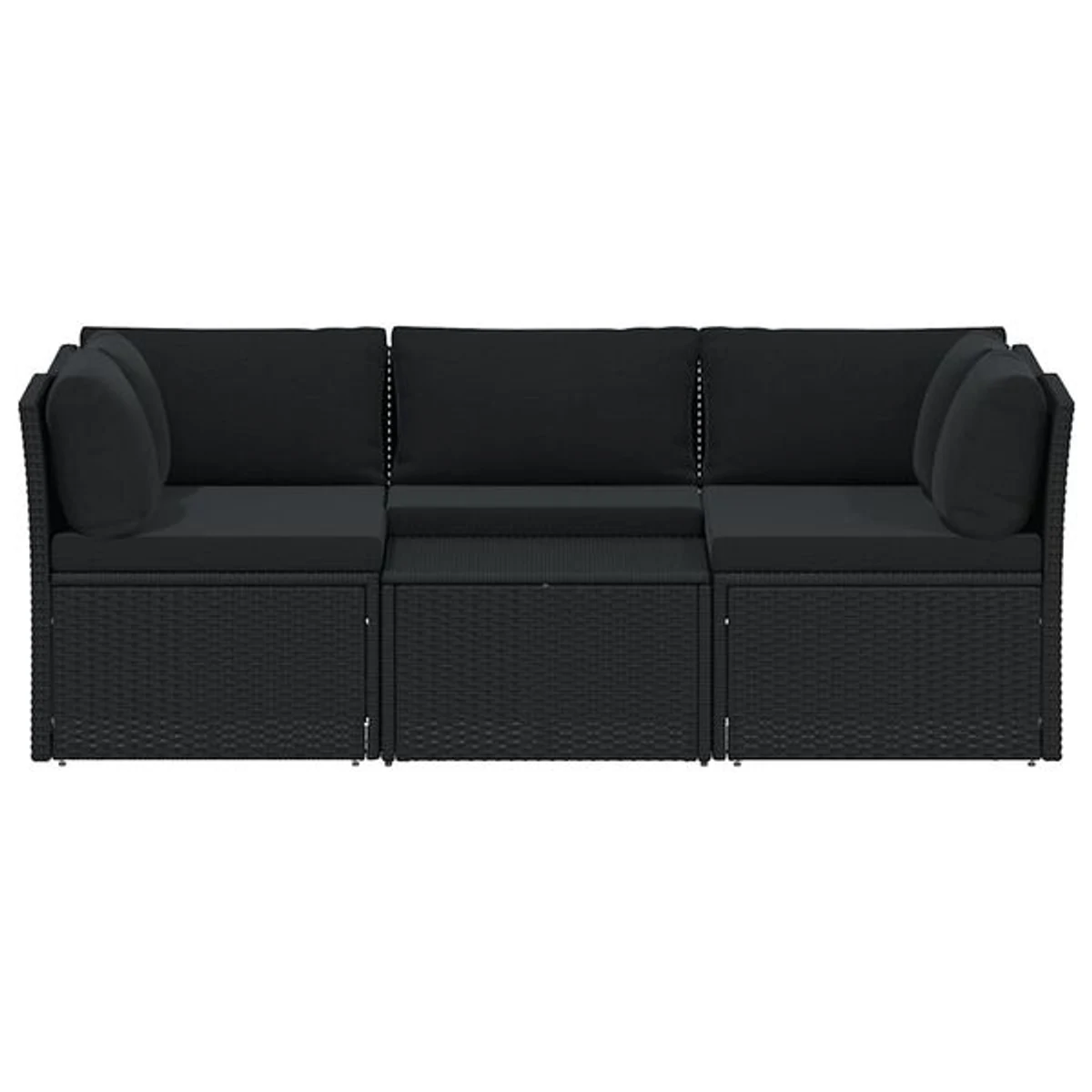 vidaXL loungegrupp i svart konstrotting med dynor, 4 delar
